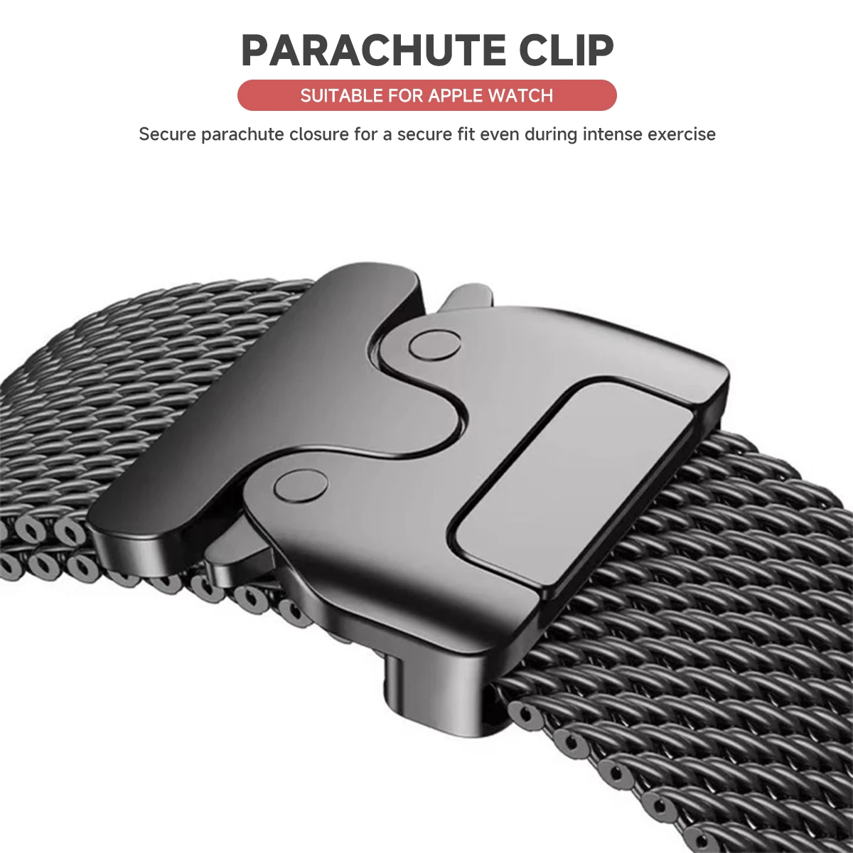 Natural Titanium Milanese Loop Strap with Parachute Buckle