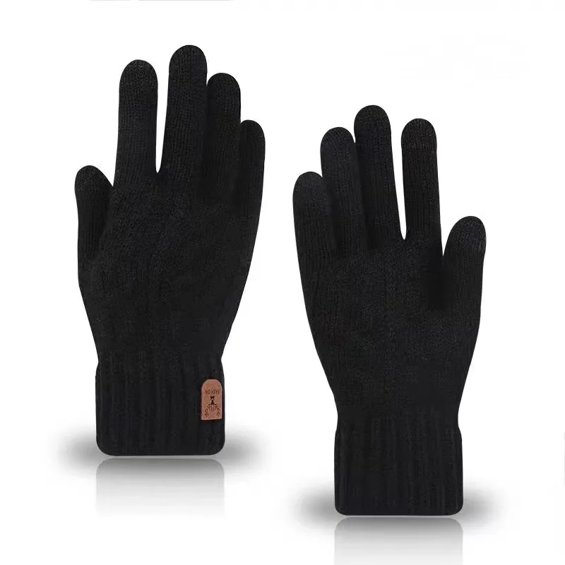 Men's Warm Gloves Winter Touch Screen plus Fleece Wool Knitted