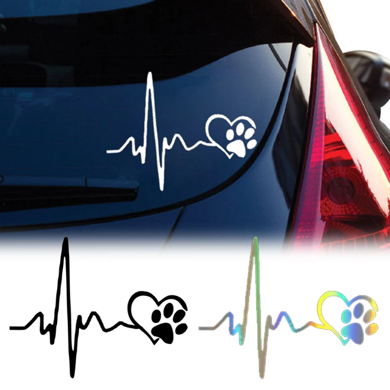 

Creative Car Stickers Electrocardiogram Love Dog Paw Cat Paw PET Decals Car Styling Decoration Sticker Auto Exterior Accessories