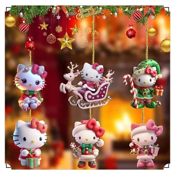 Sanrio Kawaii Christma Tree Pendant Hello Kitty Anime Decoration Creative Cartoon Toy Decoration Festival Party Accessories Gift