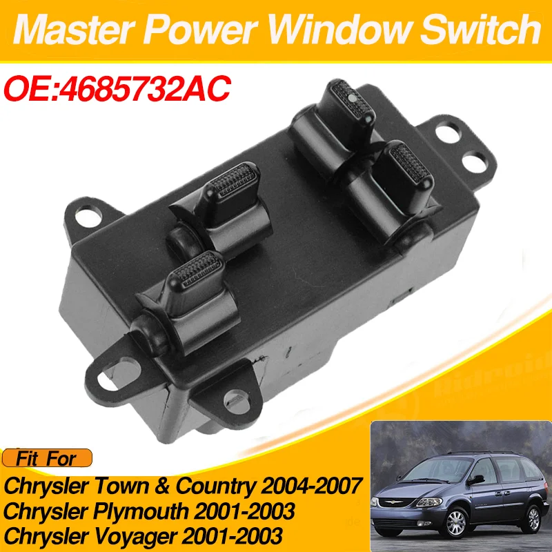 Power Window Switch Front Left 4685732AC Fit for Chrysler Town & Country Chrysler Plymouth Chrysler Voyager