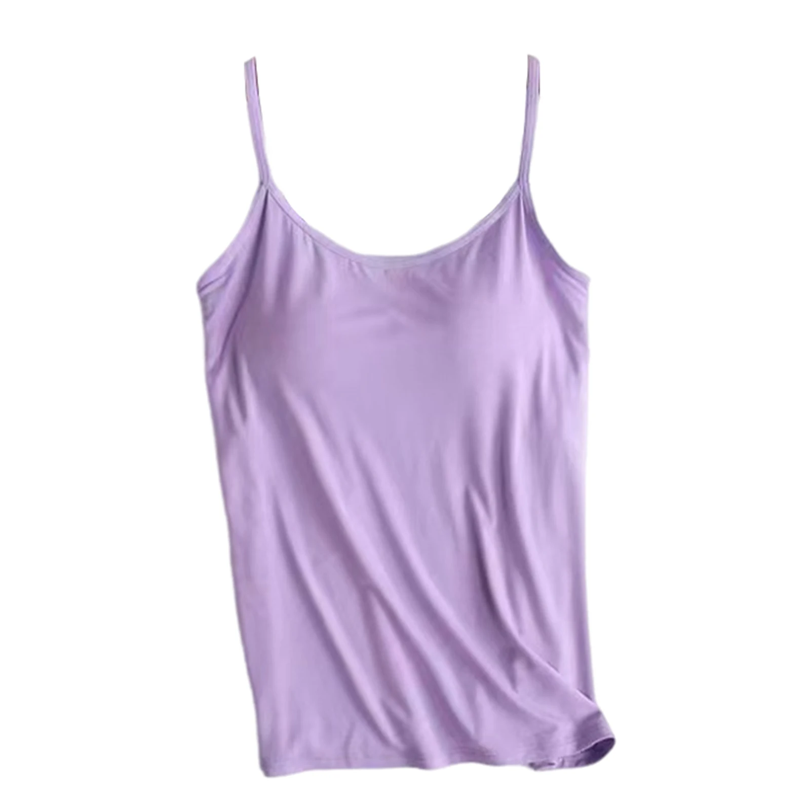 

Women's Camisole Tops with Built in Bra Solid Color Fashion Camisole Seamless Tank Top Suitable for Friends Gathering Wear