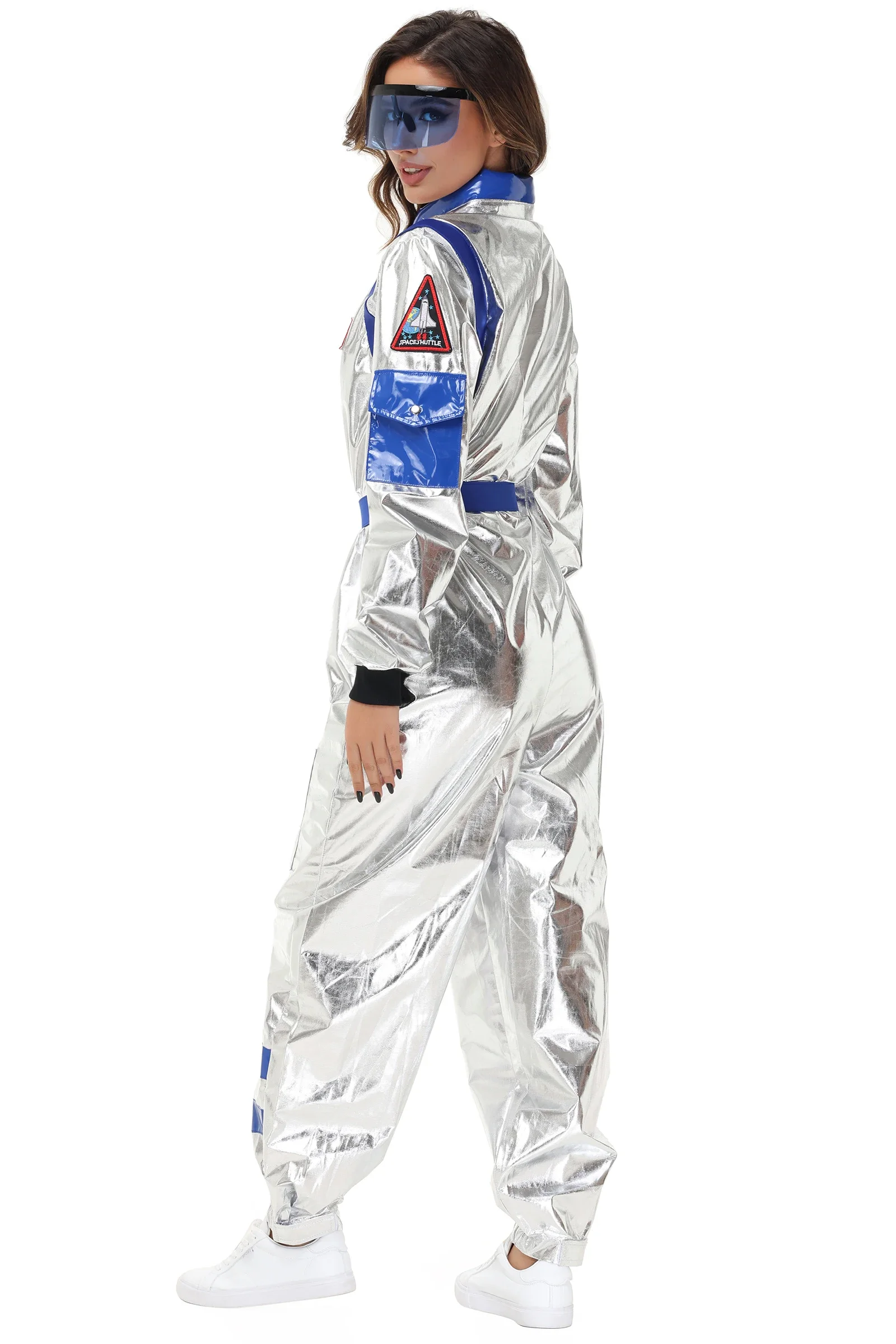 Side angle of astronaut jumpsuit