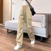 Green Women Tech Pants Drawstring Black Low Waist Wide Leg Trousers Oversized Sweatpant Baggy Joggers Streetwear Cargo Pant 4