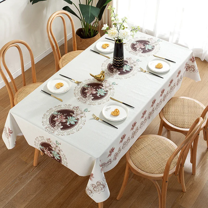 

Nordic wind PVC tablecloth waterproof, oil proof, ironing and wash free rectangular wear-resistant non-slip printed table cloth