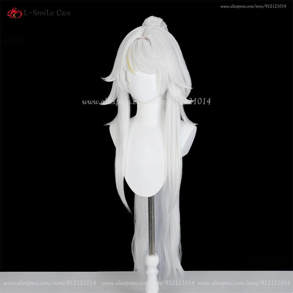 Zibai Cosplay Perücke 100cm Silberweiß Herren Anime Hitzeresistent Synthetik Halloween Weihnachten 6