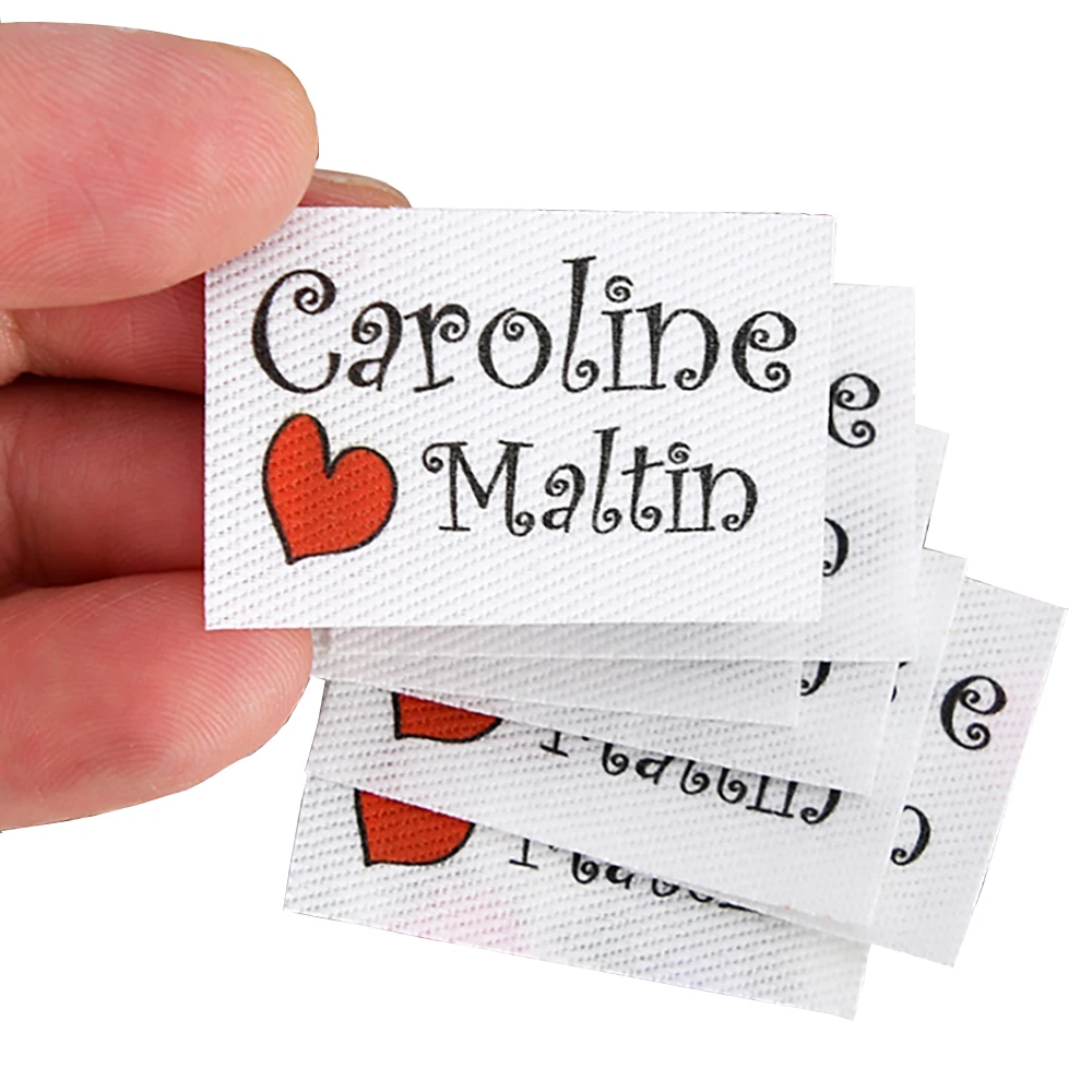 ملصقات قماش مخصصة 38 × 25 مم - 64 قطعة من علامات الحديد/الخياطة على القطن لخياطة اللحف والحقائب والملابس - نص شخصي