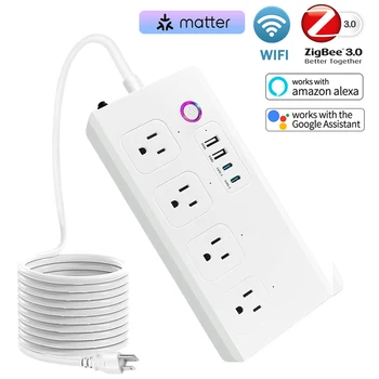 ZigBee Wifi Power Strip Tuya Smart Plug Smart Home Surge Protector Extension Cord Voice Control Work with Alexa Google Assistant