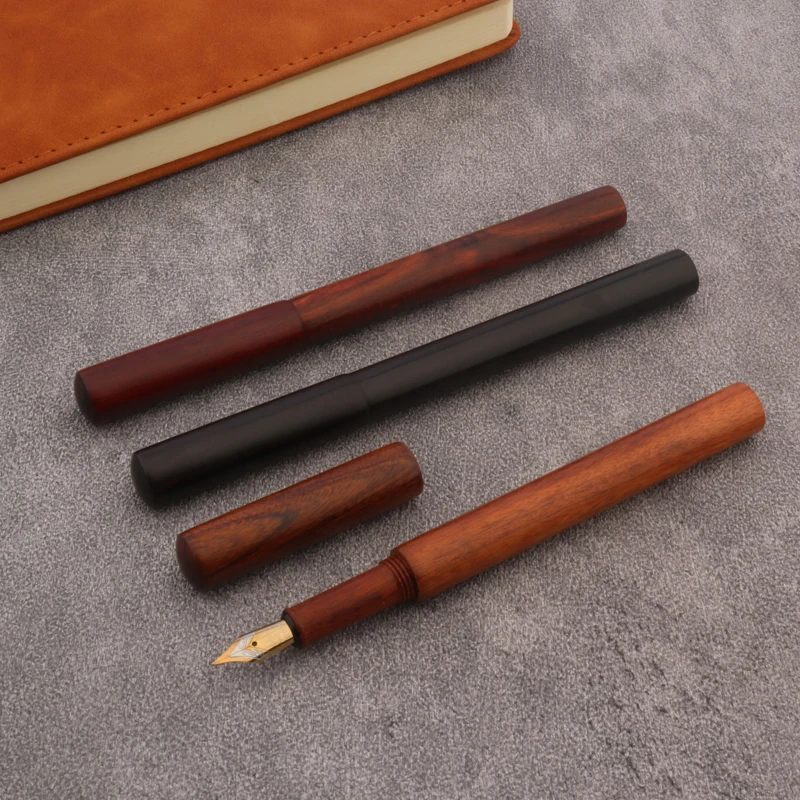 220 Wood Fountain Pen Pure Wooden Spin Style Office School Supplies Writing Ink Pens