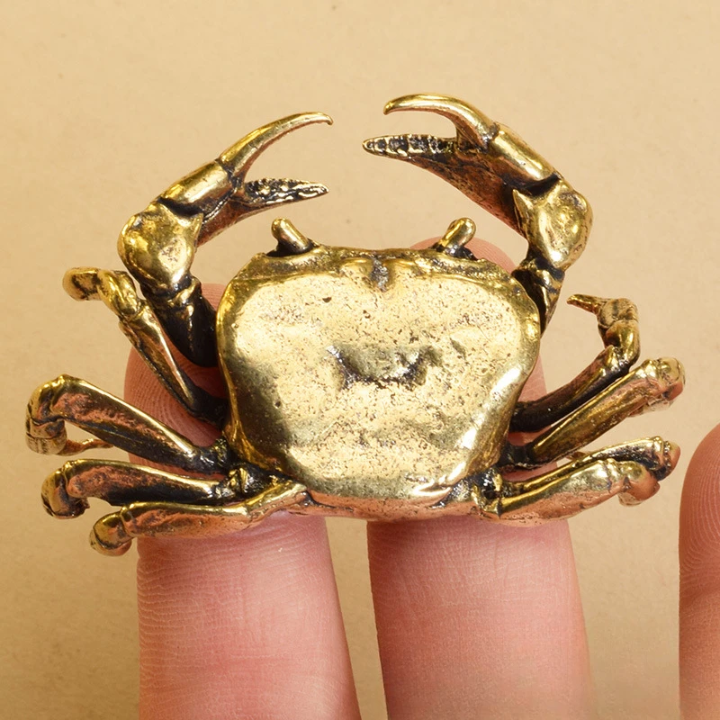 

Solid Brass Crab Small Statue Ornament Copper Handmade Antique Animal Miniature Figurine Office Desk Decoration Home Decor Craft