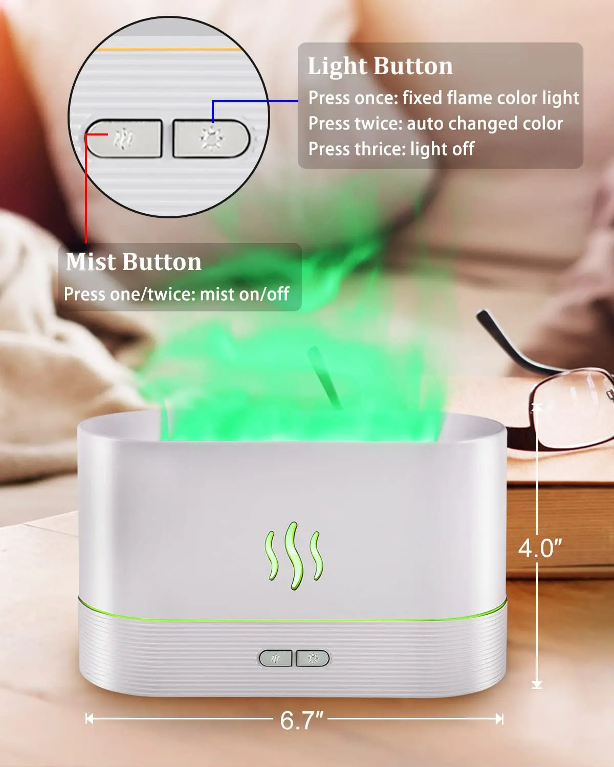 PLUWEL Flame Diffuser Humidifier-Auto Off 180ml Essential Oil Diffuser-2  Modes Brightness Aroma Humidifier with Fire Flame Effect for  Home,Office,Spa,Gym(Black)