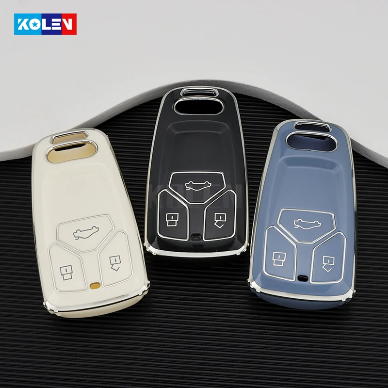 Soft TPU Car Remote Key Cover Case for Audi A4 A4L A5 Q5 Q7 TT TTS 8S B9 Auto Smart Key Shell Keychain Holder Fob
