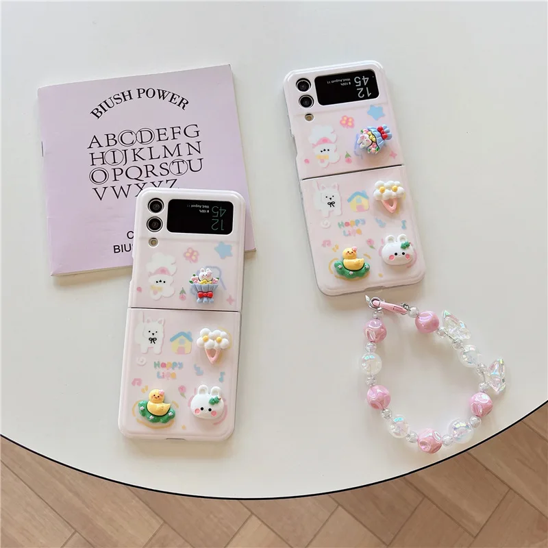 

Samsung zflip Folding 5 Cute Flower Rabbit New Soft Shell Suitable for Samsung Galaxy zflip 3/4