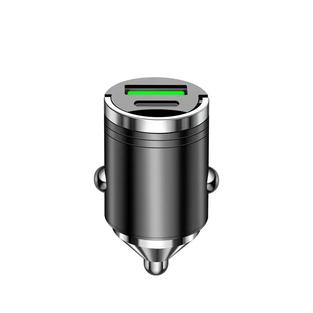 Compact 100W Dual USB Fast Car Charger with Type C Port
