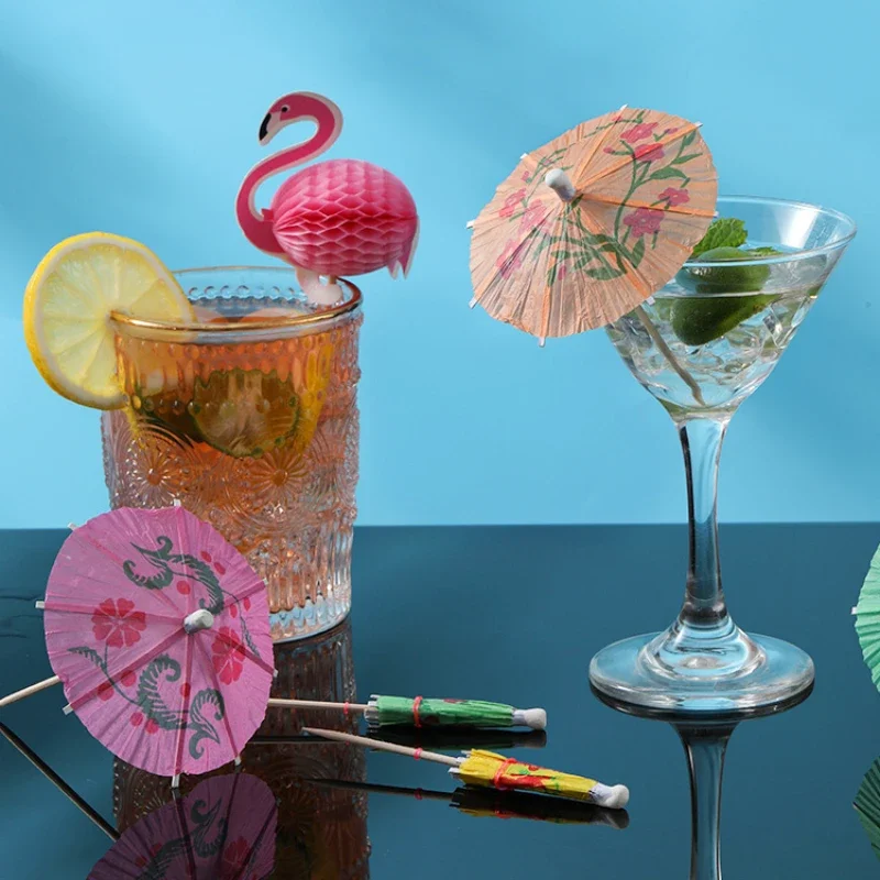 Disposable Toothpick Umbrella 50pcs Cocktail Dessert Decoration Sign Holiday Party Three-dimensional Baking Fruit Plate Decor
