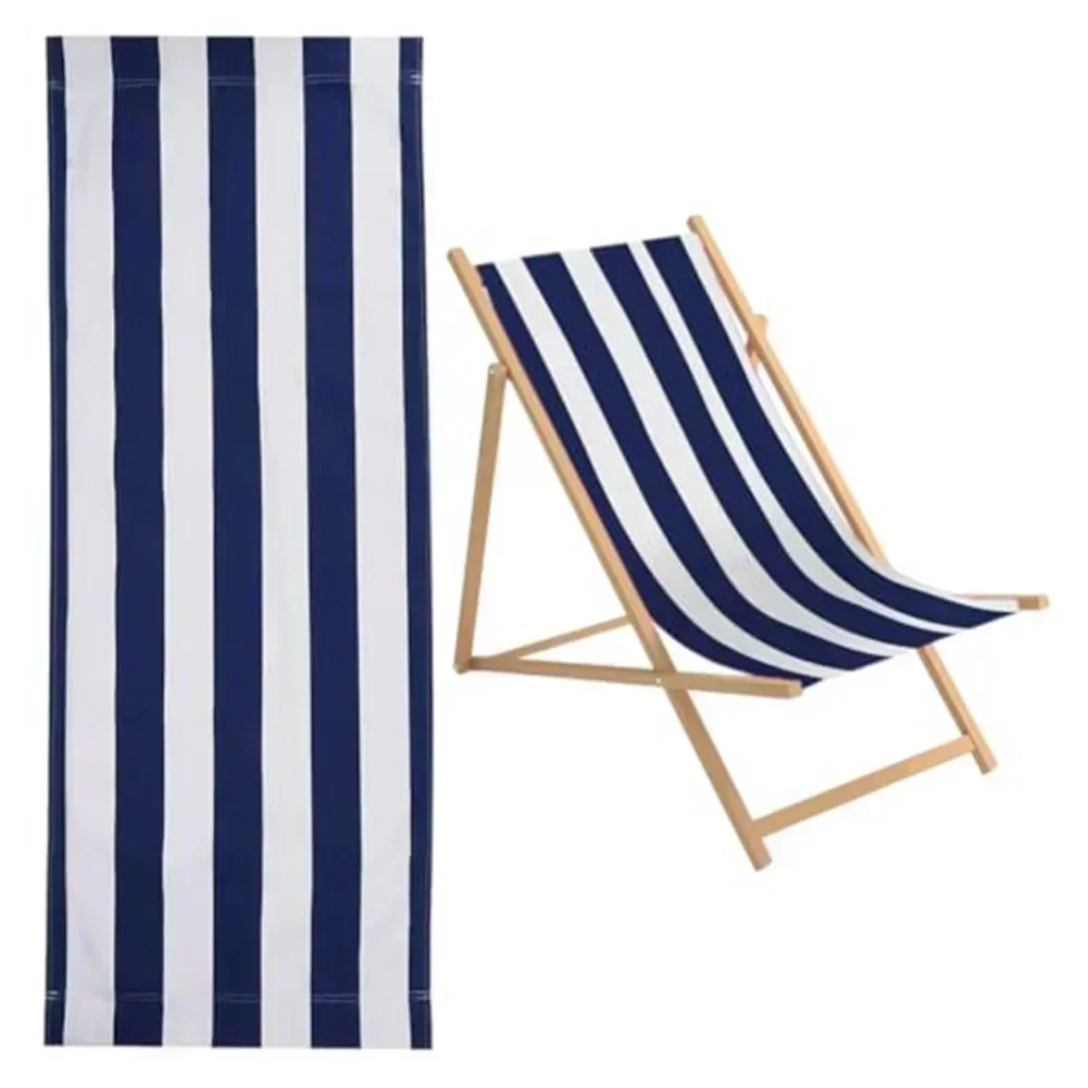 Tissu de remplacement pour chaise plage 120x44cm rayures bleu et blanc housse siège pêche