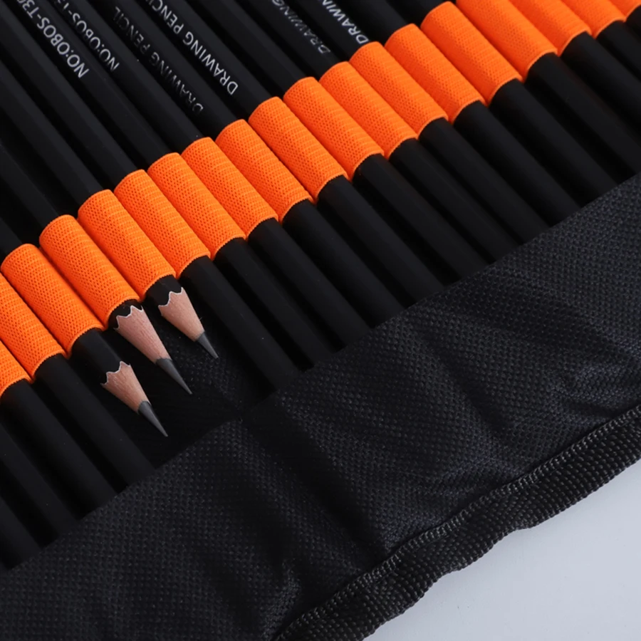 Sketching Pencil Set 27/38/48pcs Sketch Pencils Set Sketching Kit Roll Up Canvas Wrap Bag Drawing Art Supplies Charcoals Kneaded Eraser Pencil Case