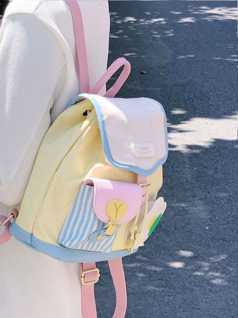 Personalized Mini Backpack 2023 New Travel Bag Cute Contrast Color Small Schoolbag Small Backpack Female Commuter 5