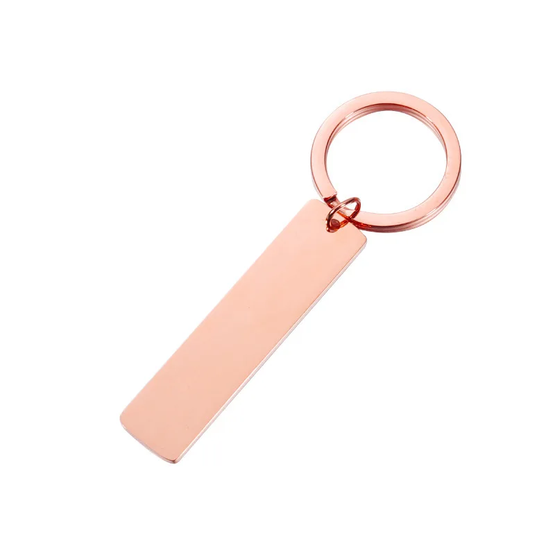 10Pcs 12x50mm 스트립 바 키 체인 미러 폴란드어 스테인레스 스틸 스탬핑 DIY 조각 태그 키 체인에 대 한 빈 키 체인