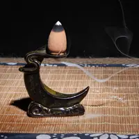 Ceramic Backflow Incense Burner, Censer Flowing Back Incense Cones Holder Crafts for Yoga Meditation SPA , Tea House - Image 5
