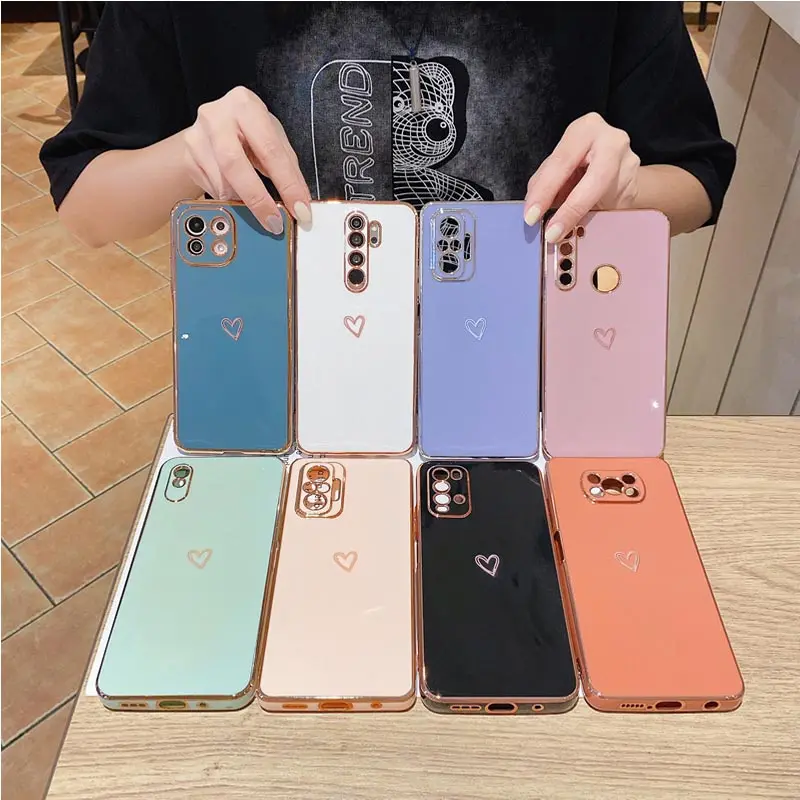 Luxury Love Heart Plating Phone Case - Elegant Back Cover