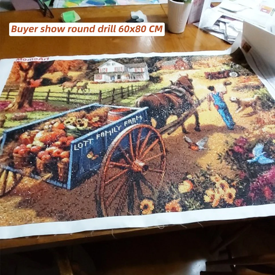 Diamond Painting Painting Set Embroidery Rhinestones Full Diamond Mosaic Farm New Landscape Painting Rhinestones Picture Embroidery Cross Stitch Kit Hobby 5D Wall Art