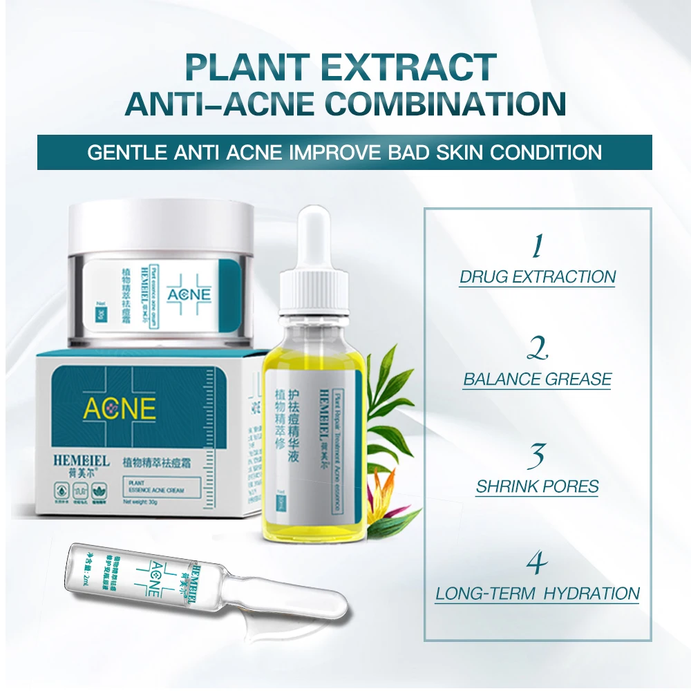 Hemeiel Face Cream Set for Ance Cream Remedy Treatment Korean Skin Care Face Moisturizer Facial Against Acne Essence