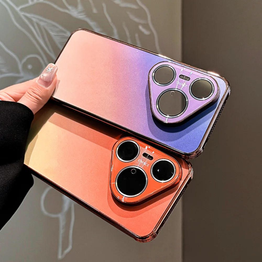 Gradient Color Breathable Shockproof Rainbow Phone Case with Plating Finish