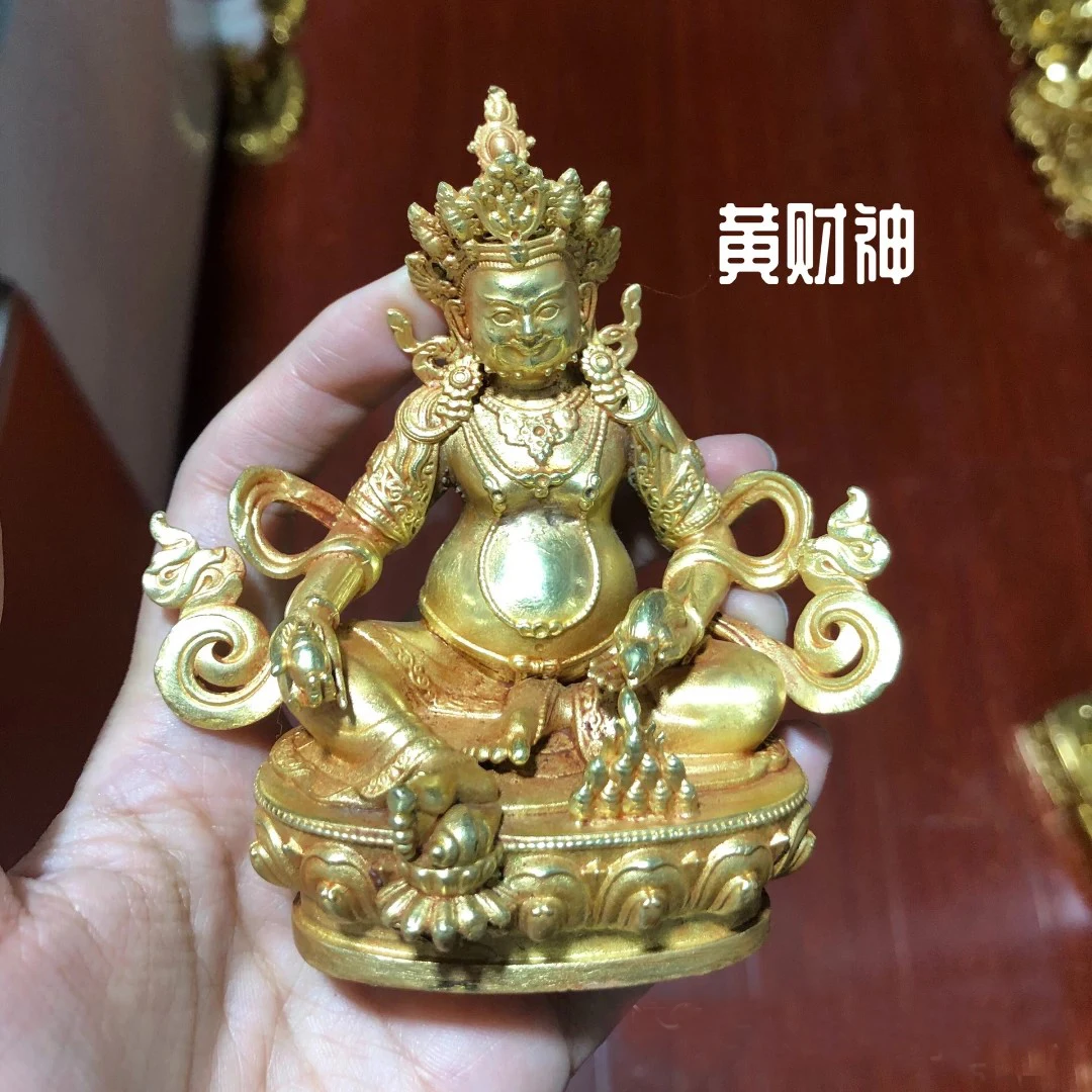 

Buddhism good gilding Buddha statue HOME family bring in wealth treasure money Yellow Jambhala fortune God Small Buddha statue