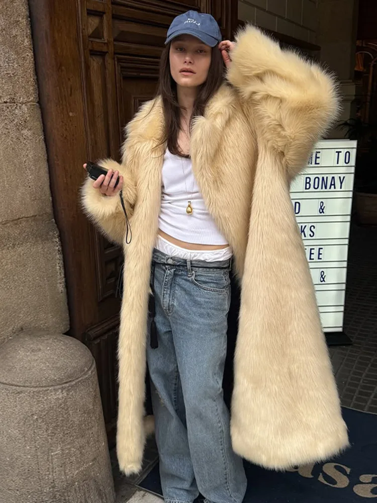 ジャケット・アウター SINSS Shaggy oversized coat S ZMEENNA Womens Long Shaggy Faux Fur Coat Winter Warm Fluffy Luxury