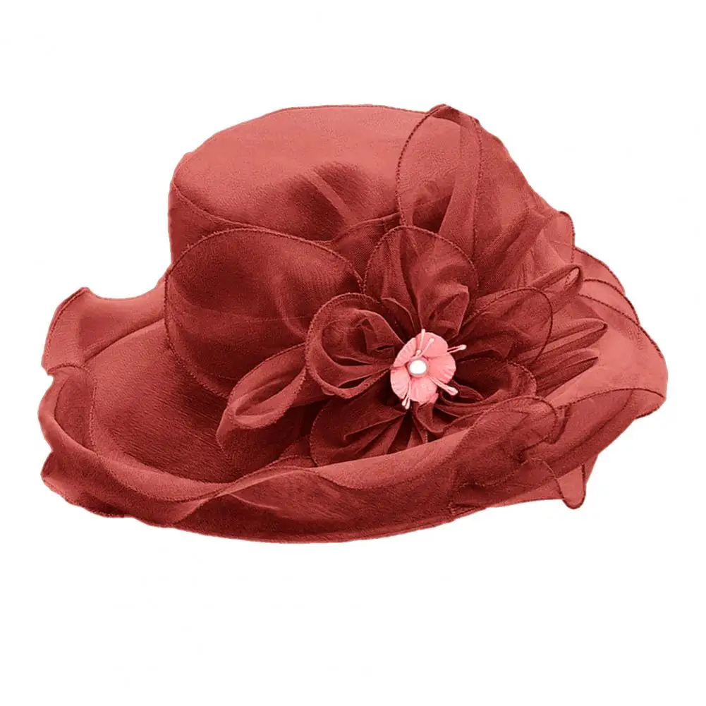 Chapeau De Soleil Femme En Organza - Bord Large, Style Rétro Pour Thé Ou Cocktail