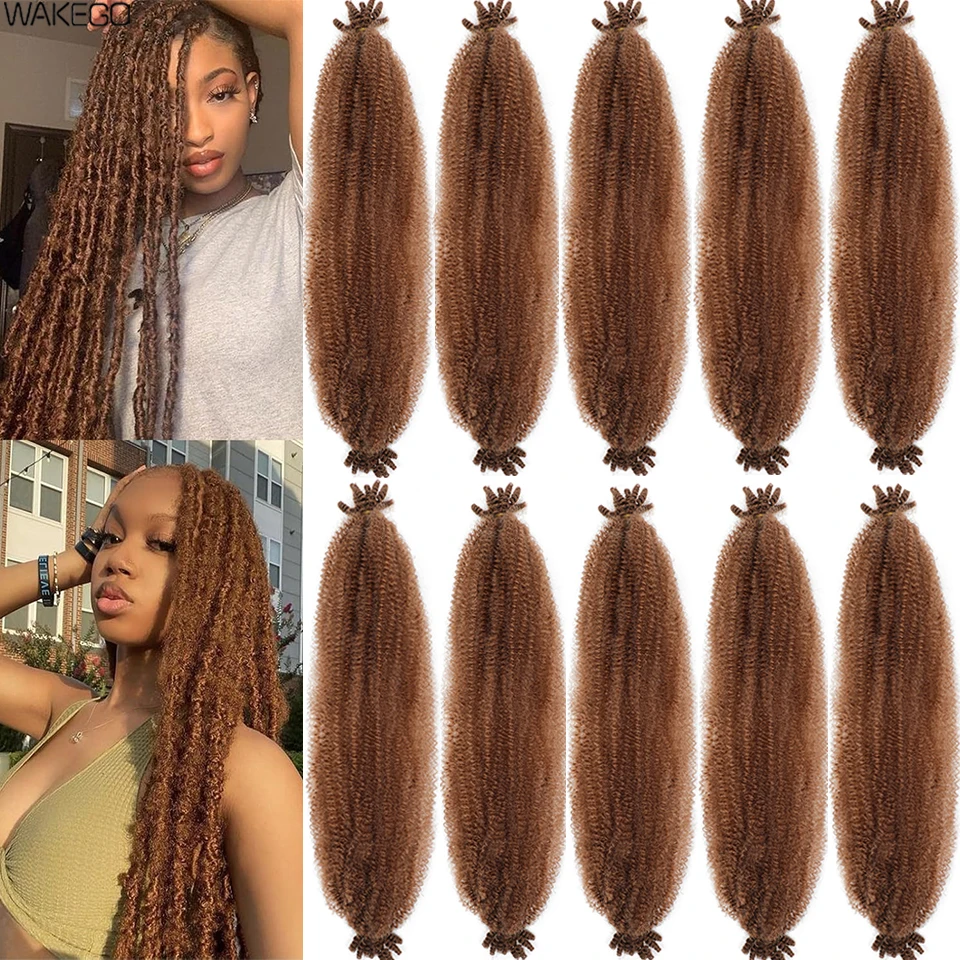 Wakego Springy Afro Twist Hair 12 16 24 Inch Marley Twists Meches Afro Kinky Twist Hair Extensions For Braids Locs Crochet Hair 4