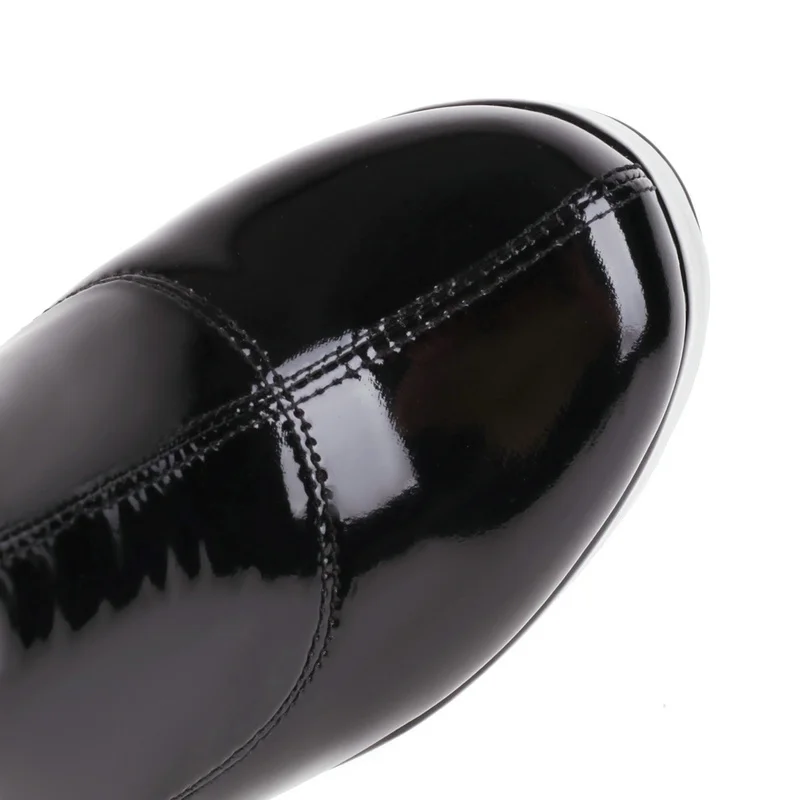 Women Over the Knee Boots Platform Square High Heel Ladies Long Boots PU Leather Round Toe Zipper Party Women's Shoes Black