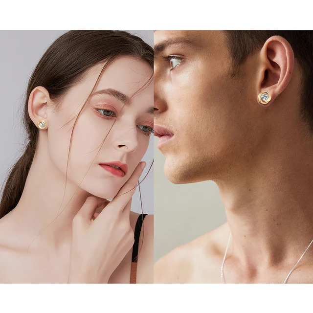 5mm Moissanite Swirl Stud Earrings – 925 Sterling Silver, Unisex