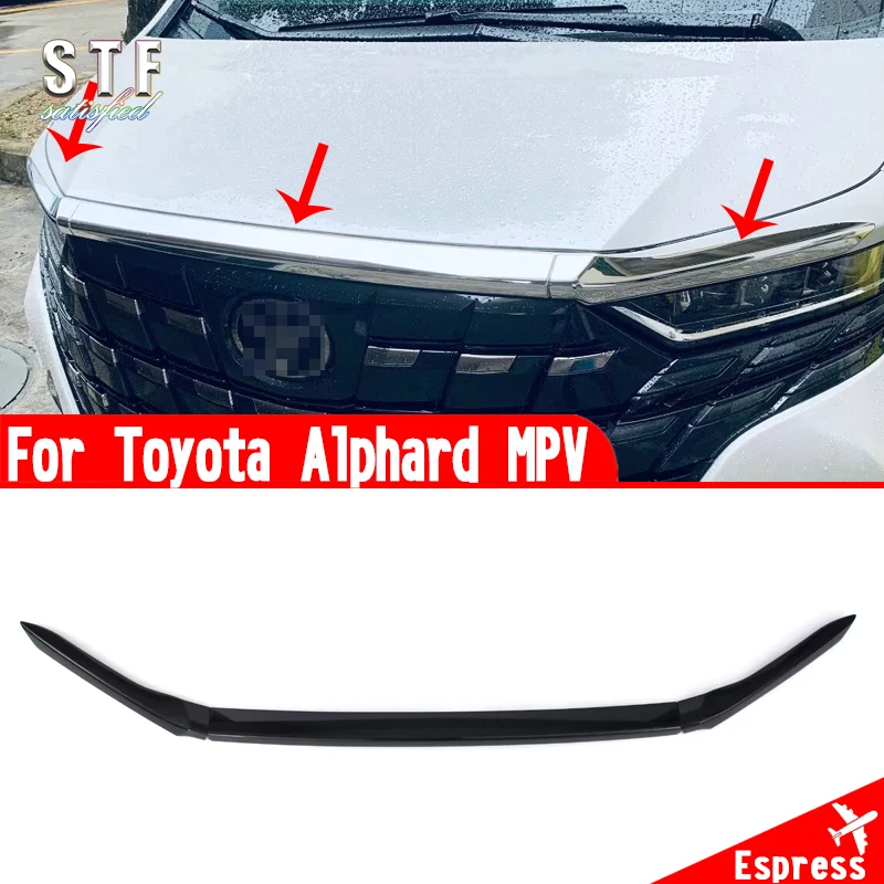 

For Toyota Alphard MPV 2024 2025 Car Accessories ABS Front Grille Around Hood Trim Molding Decoration Stickers