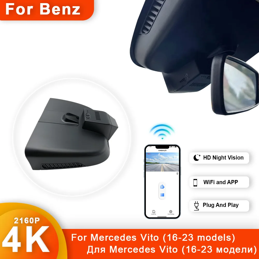 

For Mercedes Benz Vito Tourer Panel Van Mixto w447 w639 Front and Rear 4K Dash Cam for Car Camera Recorder Dashcam WIFI Car Dvr