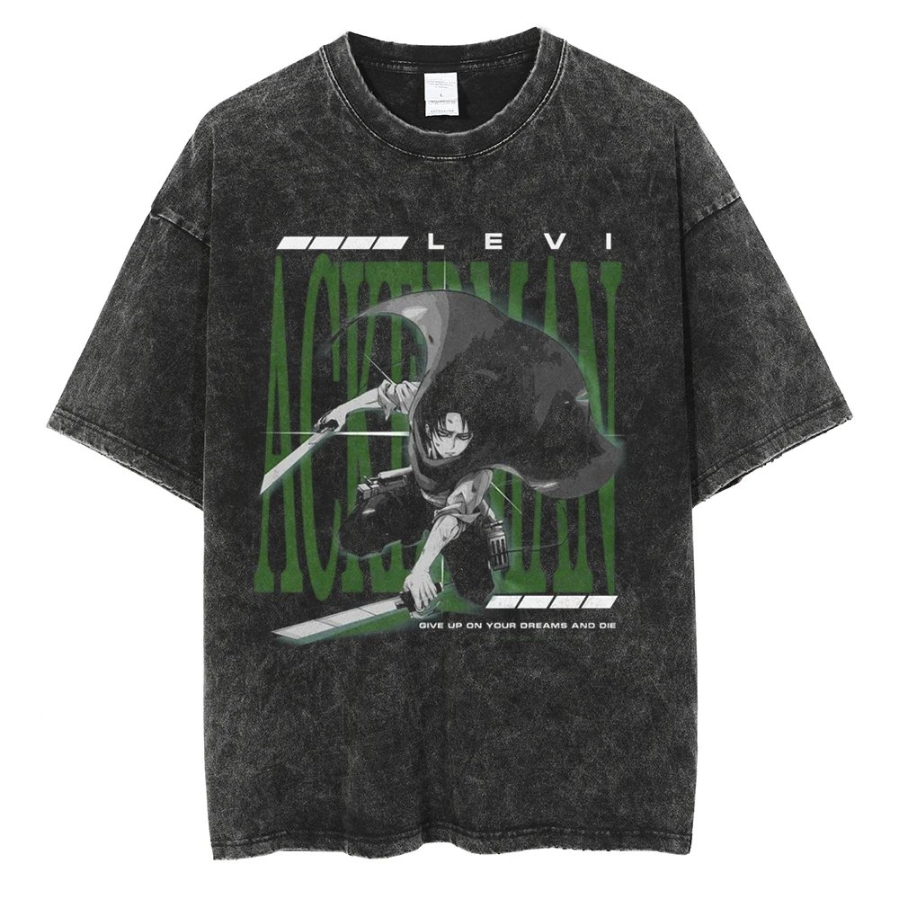 Harajuku Anime Attack On Titan Levi Ackerman Print Tee Men Women Comfortable T-shirts Casual Loose T Shirt Male Cotton Tshirt 3