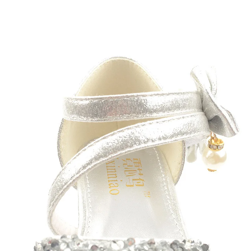 Kids Princess Girls Sandals Glitter Shiny Rhinestone Butterfly Student Party Dance Shoes 5-13 Yearss Children Summer High Heel