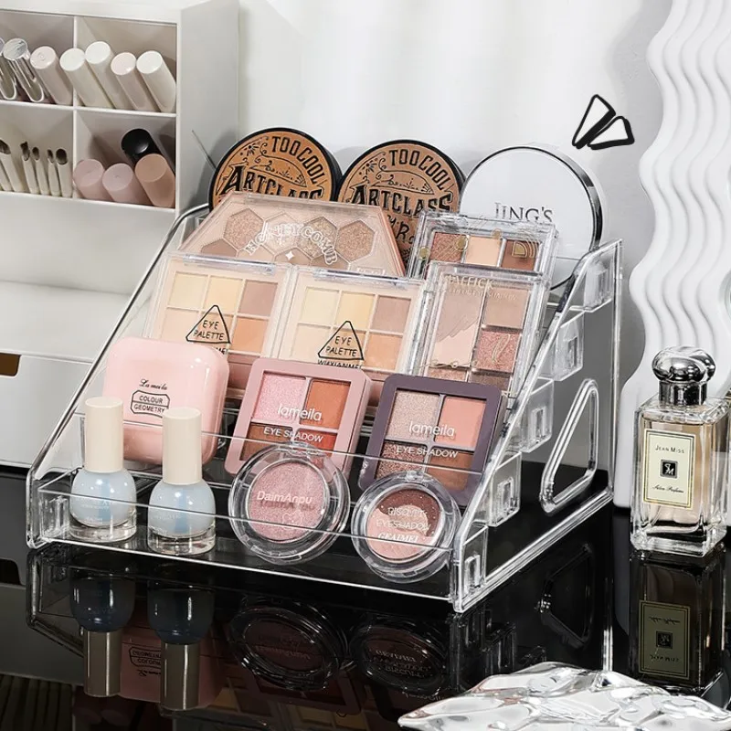 

7 Tier Transparent Acrylic Eyeshadow Palette Makeup Organizer Vanity Holder Eyeshadow Display Rack Perfume Nail Polish Lipstick