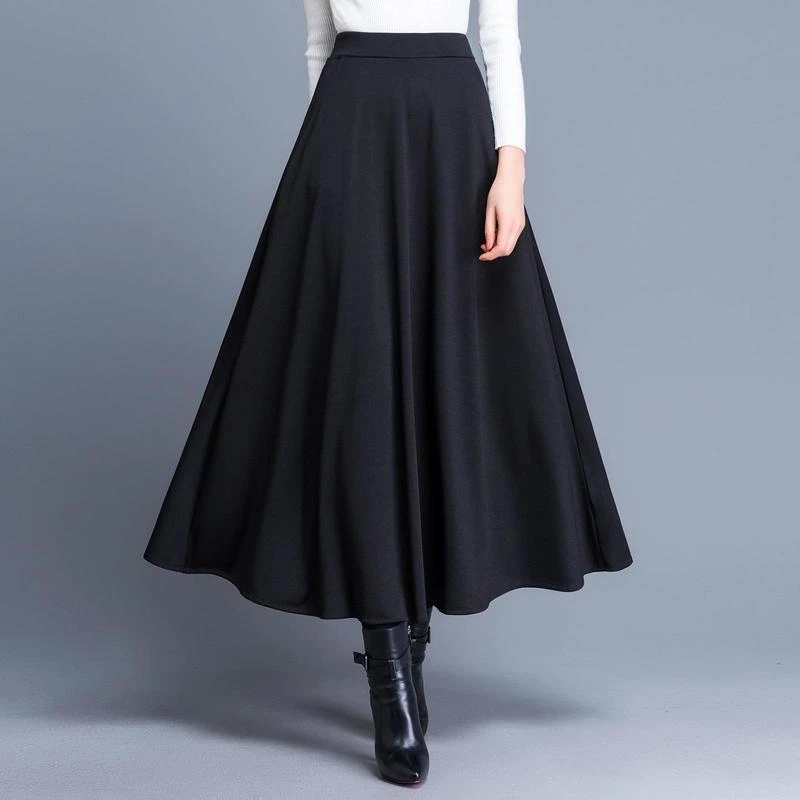 Faldas de longitud media con grandes columpios, faldas largas de cintura alta mujer, faldas de otoño e invierno, novedad|Faldas| - AliExpress