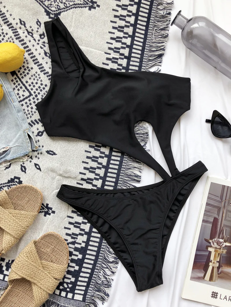 2024 Sexy One Shoulder Female Swimwear One Piece Swimsuit Women High cut Monokini Bather Bathing Suit Swim Beachwear