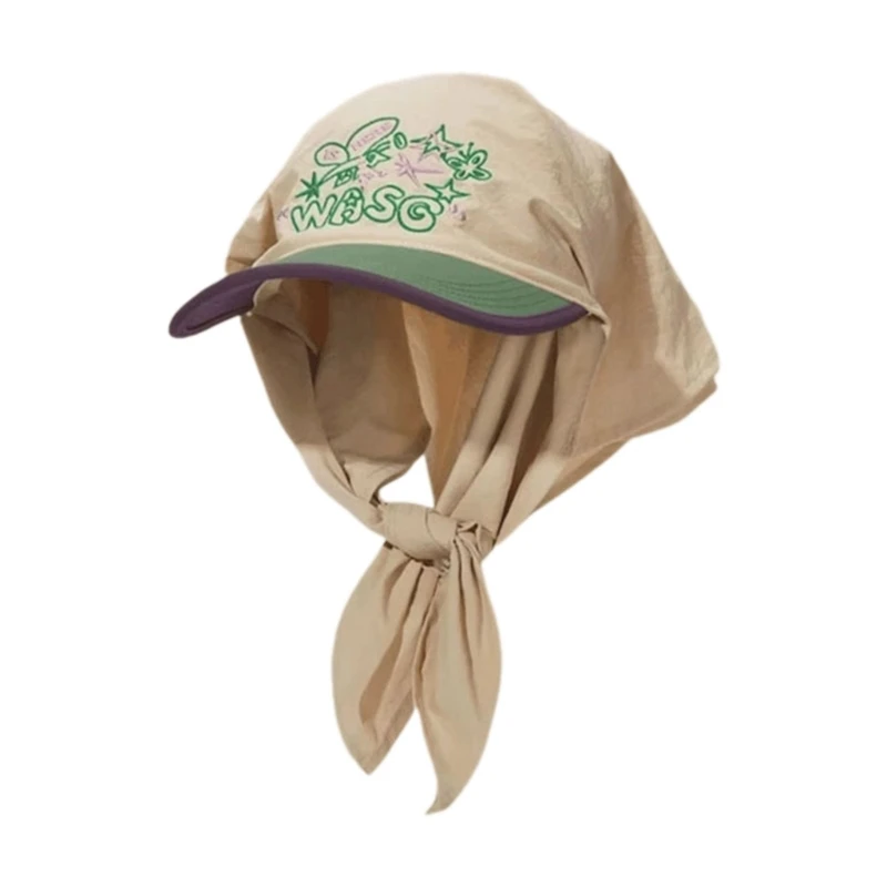 

Breathable Self Tie Turban Baseball Hat Embroidery Pattern Hat Fishing Climbing Travel Hat for Girl Woman Sunproof