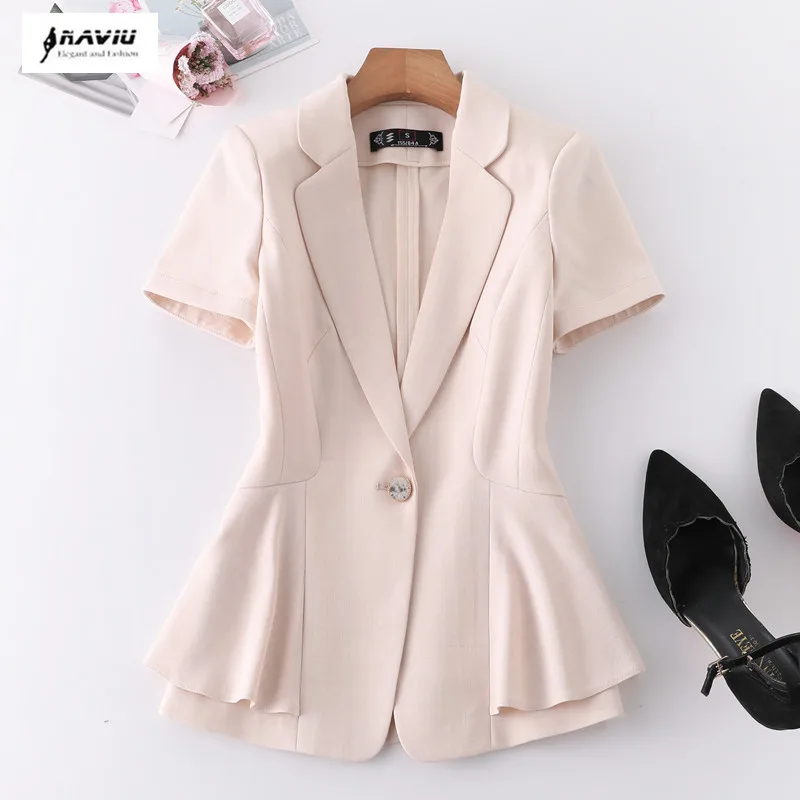 

Новая летняя блестящая куртка NAVIU на одной пуговице с коротким рукавом Корейская версия тонкая стильная темпераментная профессиональная маленькая Куртка Топы