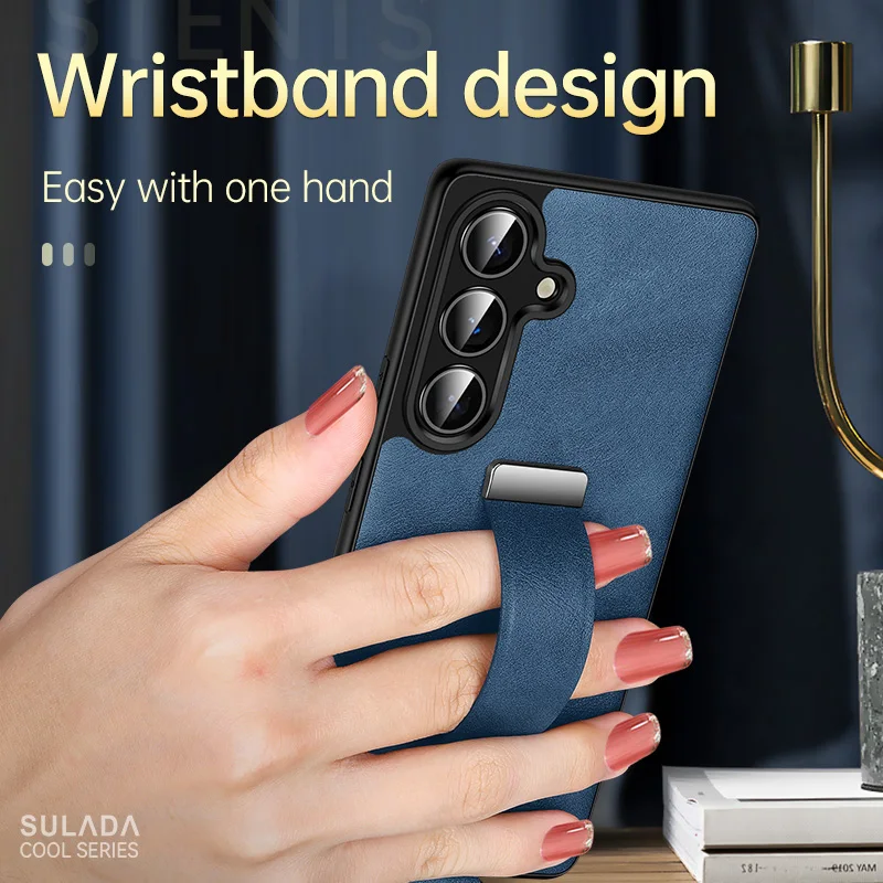 Premium PU Leather Finger Grip Strap Case - Business Edition