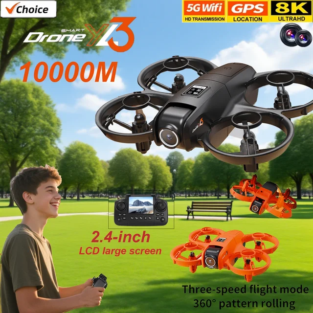 New YL3 Mini Drone 8K HD Camera 5G WiFi FPV UAV with Screen Remote Control Aerial Quadrocopter Kid Teens Toy Gift Outdoor Travel 1
