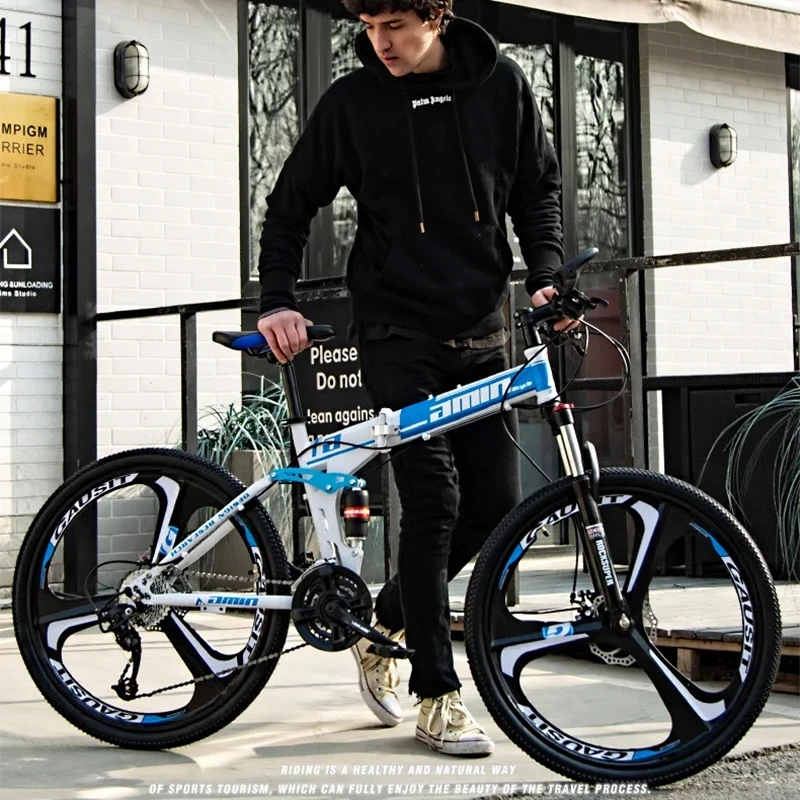 24/26 Pollici Full Suspension Pieghevole Mountain Bike A Velocità Variabile Cross Country Bike Doppio Disco Outdoor Bike Aldult Soft Tail Mtb