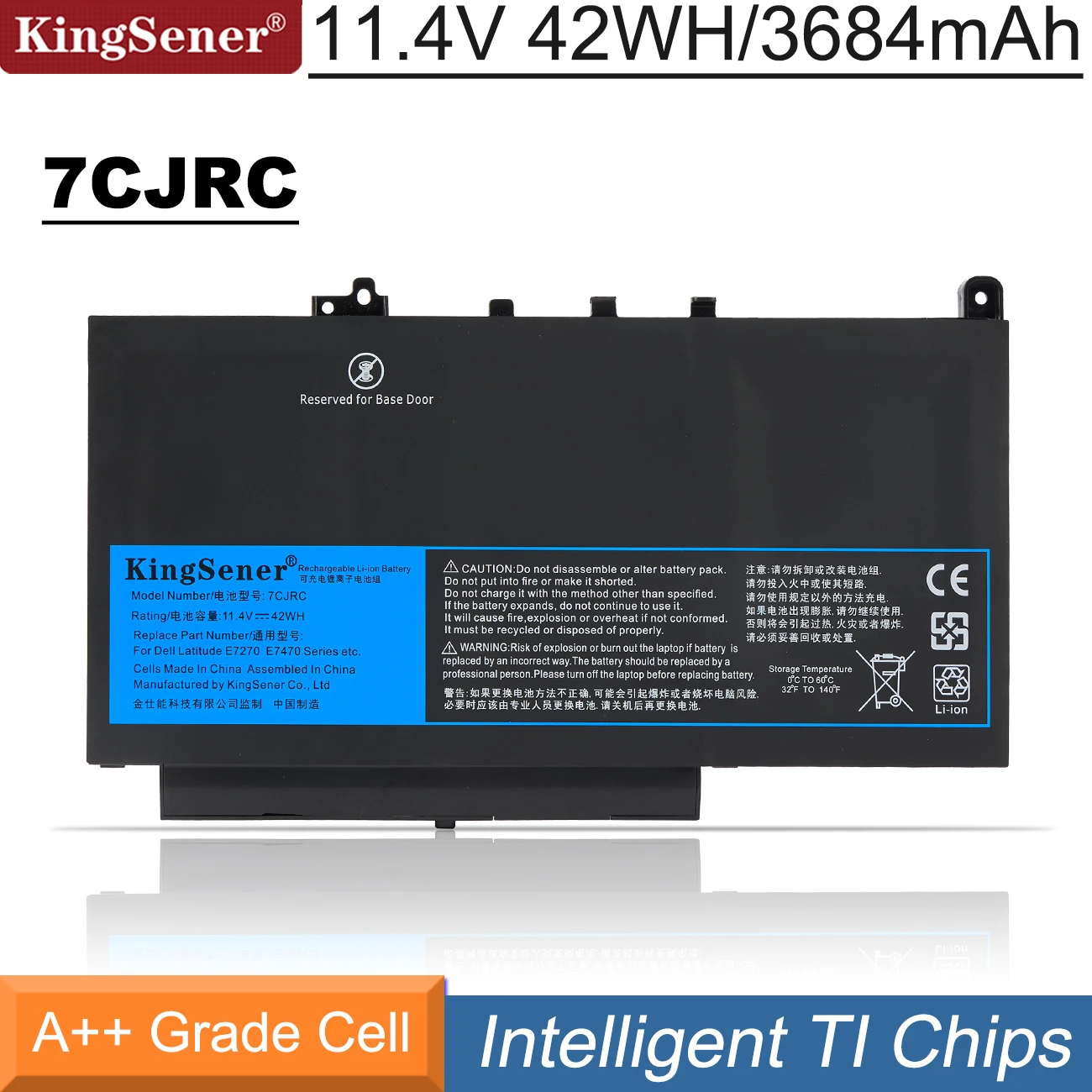 

KingSener 7CJRC Laptop Battery For DELL Latitude E7270 E7470 Series P26S001 P61G001 21X15 021X15 11.4V 42WH