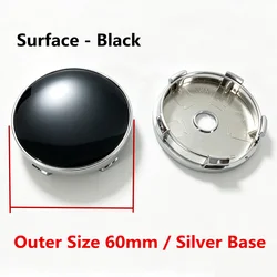 4 Pcs Universal Wheel Hub Center Caps - Dustproof Rim Covers in Varied Sizes (60 Silver Cap -Black)