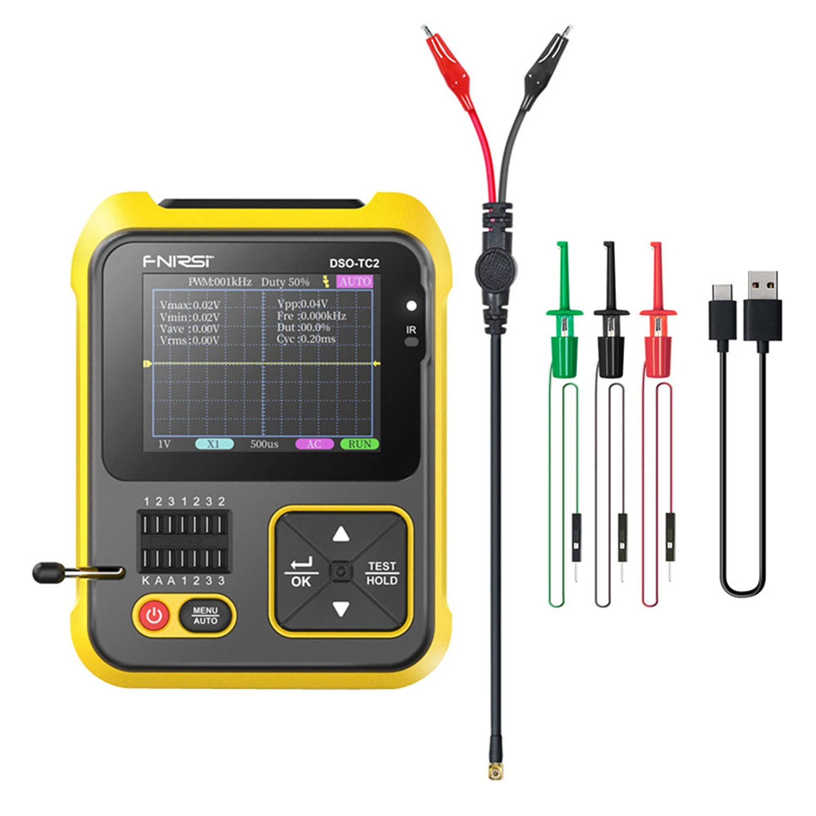 FNIRSI DSO-TC2 2 in 1 Multifunction Electronic Component Tester Digital Oscilloscope Transistor Tester Function Signal Generator 6