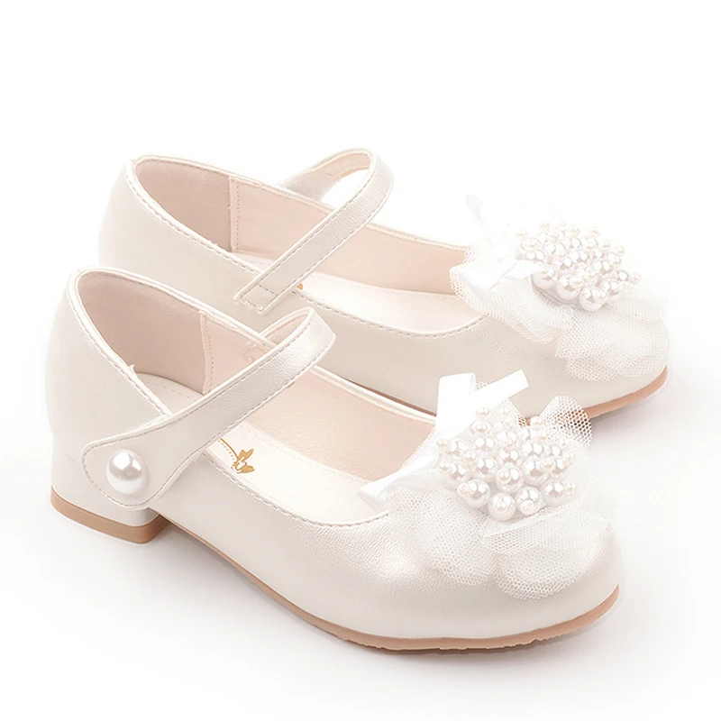 Heels Wedding Shoes for Kids Girls Hill White Shoes Girl Communion Dress Autumn I'm A Princess Heel Elegant Girl Shoes Party New 5